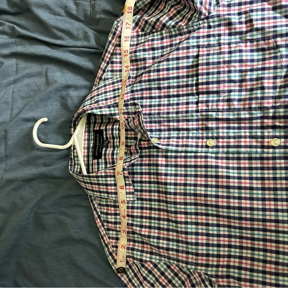 Banana Republic Tailored Slim Button-Down Shirt 14.5 | Plaid Check Non-Iron
